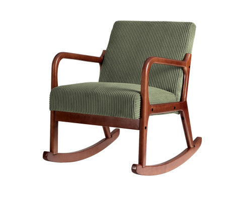 Rocking Armchair Nursery Chair Corduroy Green Artiss