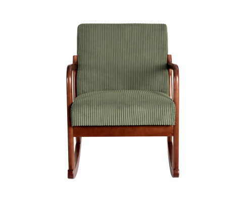 Rocking Armchair Nursery Chair Corduroy Green Artiss