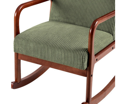 Rocking Armchair Nursery Chair Corduroy Green Artiss