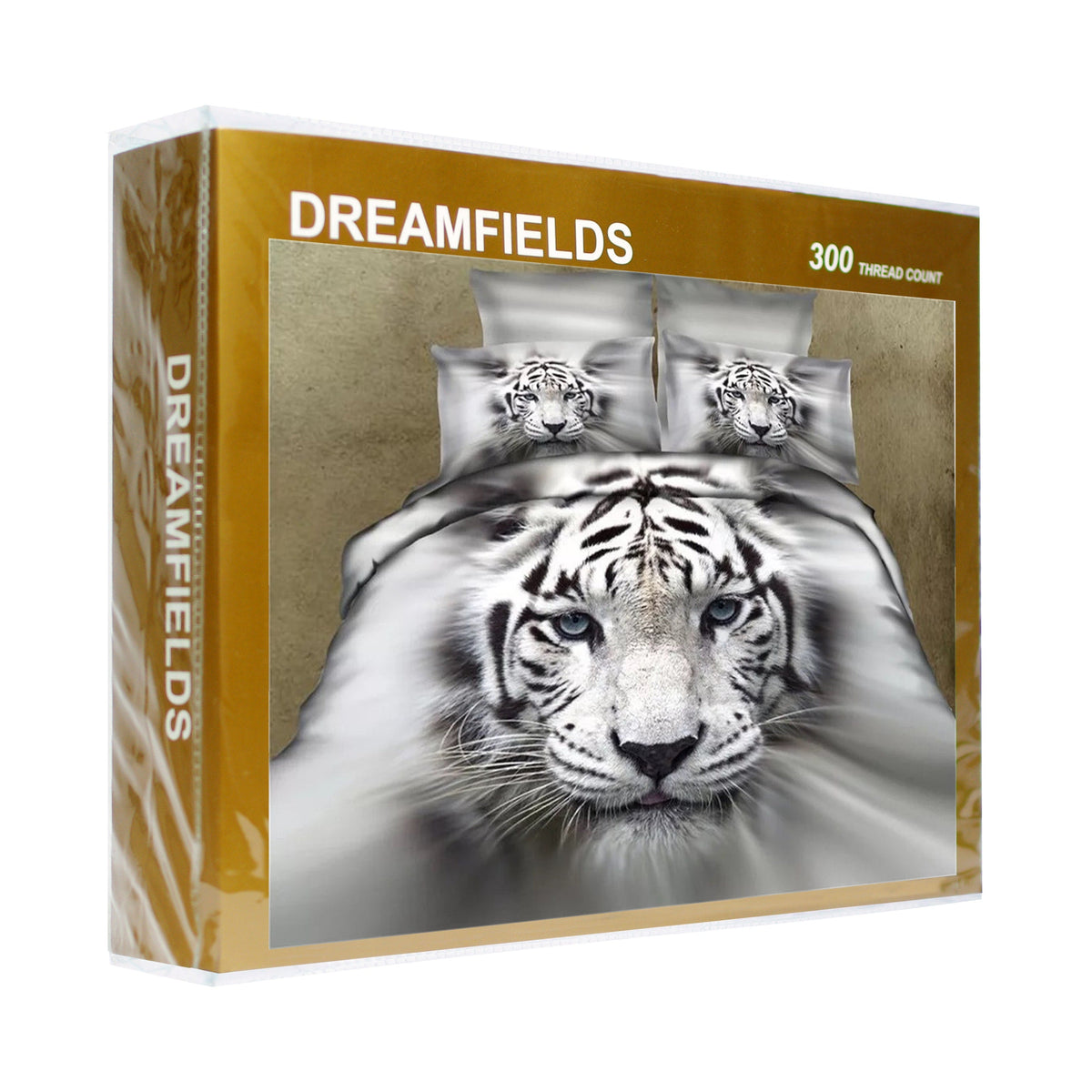 Dreamfields White Tiger Design Quilt Doona Duvet Cover Set