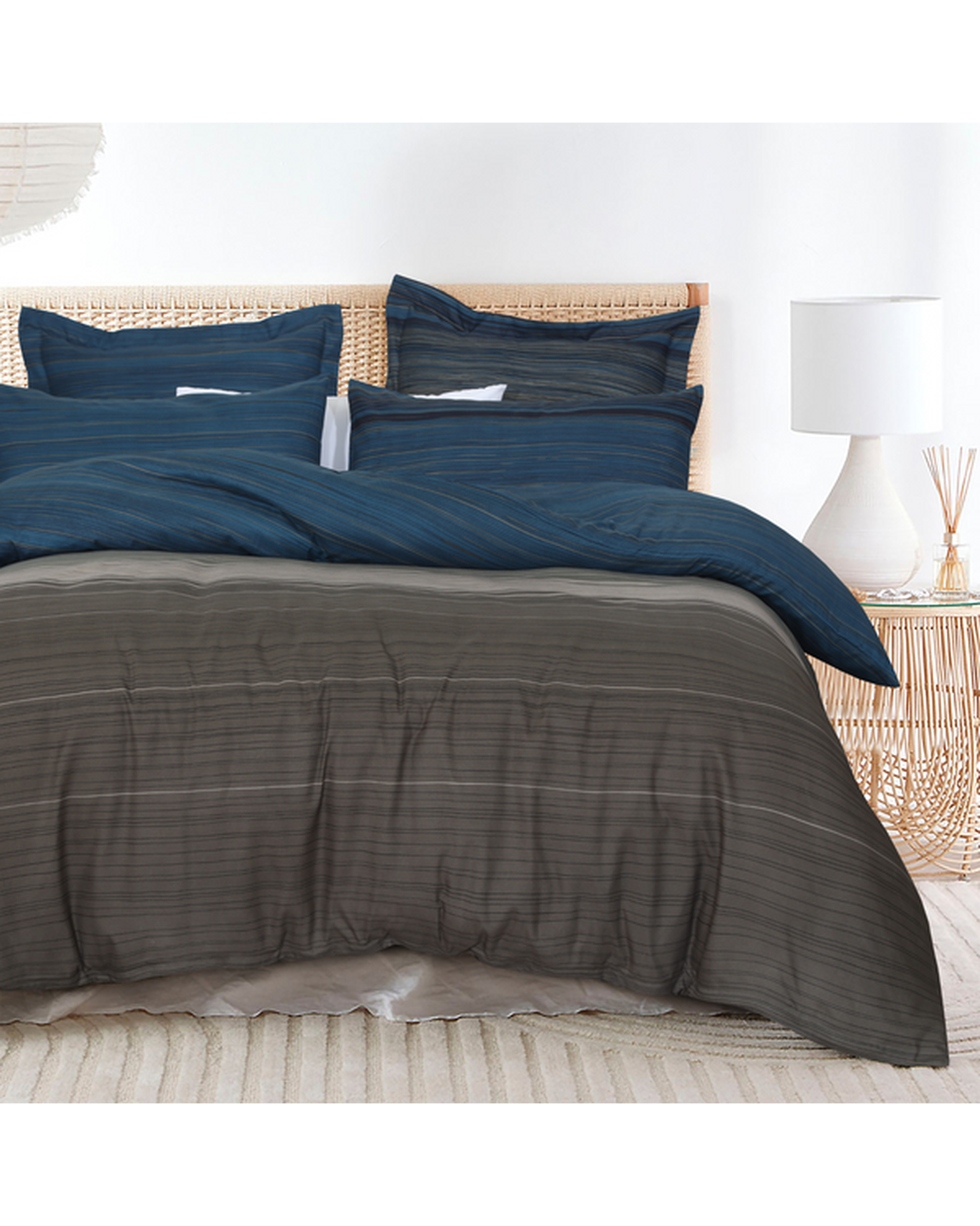 Amsons Quilt Cover Set with European Pillow Covers - Stripes