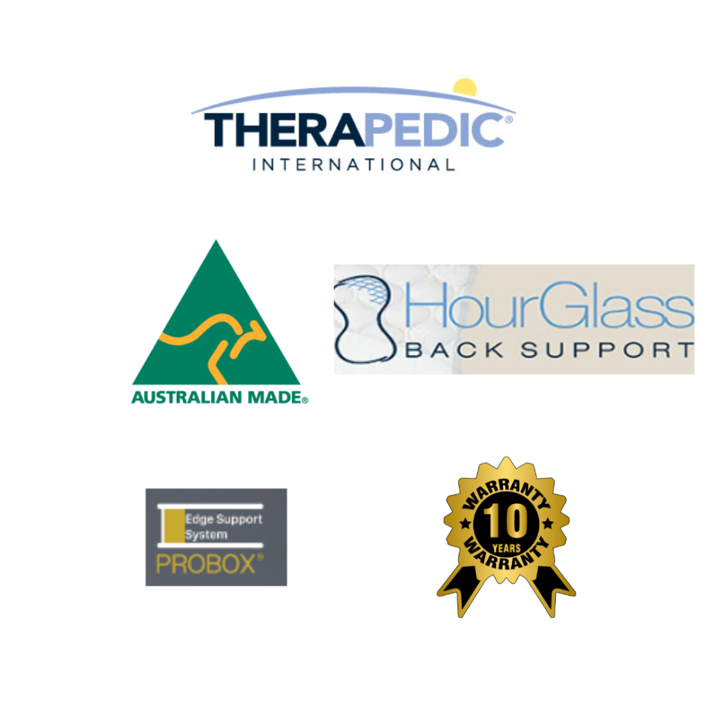 Therapedic 28cm Thick DOSS European Top Hour Glass Comfort- Medium Feel