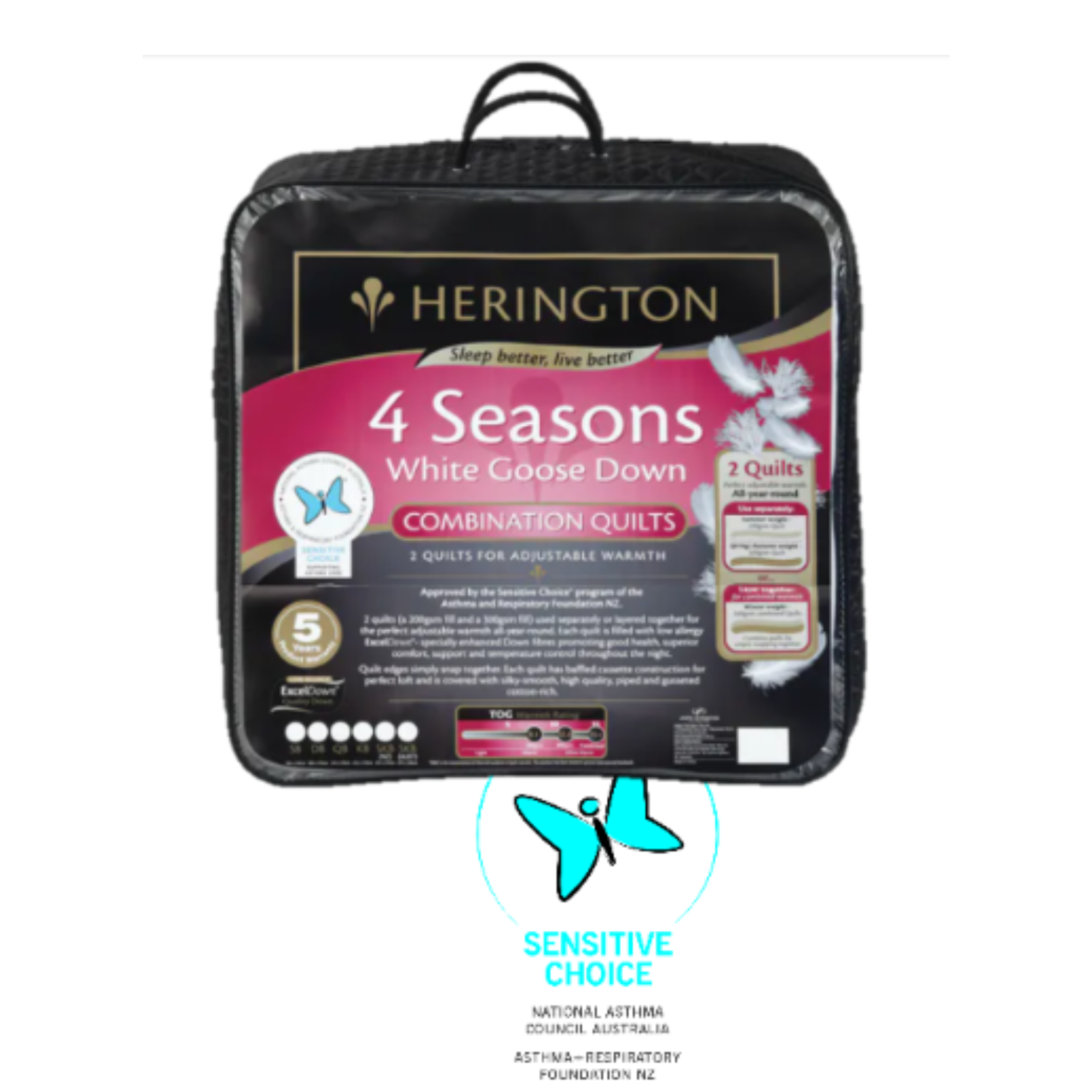 Herington 4 SEASONS (2 in 1) 50% & 80% GOOSE DOWN  QUILT Herington