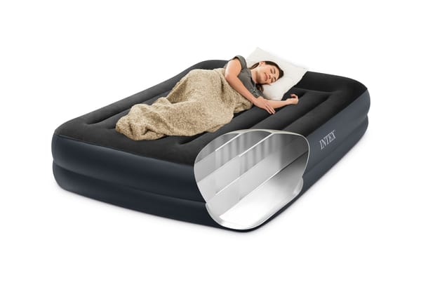 Intex Queen Pillow Rest Airbed With 240V Pump 64124