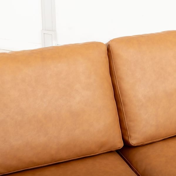 Loft  Modern Deep-Seated Sofa, Two-Seater, Faux Leather, Brown - Brown Pu Leather