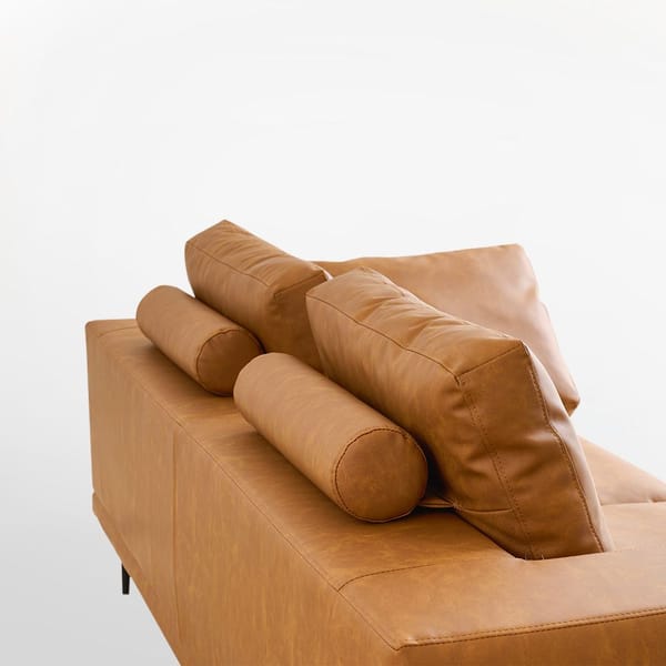 Loft  Modern Deep-Seated Sofa, Two-Seater, Faux Leather, Brown - Brown Pu Leather