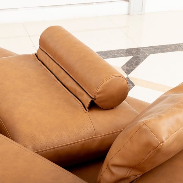 Loft  Modern Deep-Seated Sofa, Two-Seater, Faux Leather, Brown - Brown Pu Leather