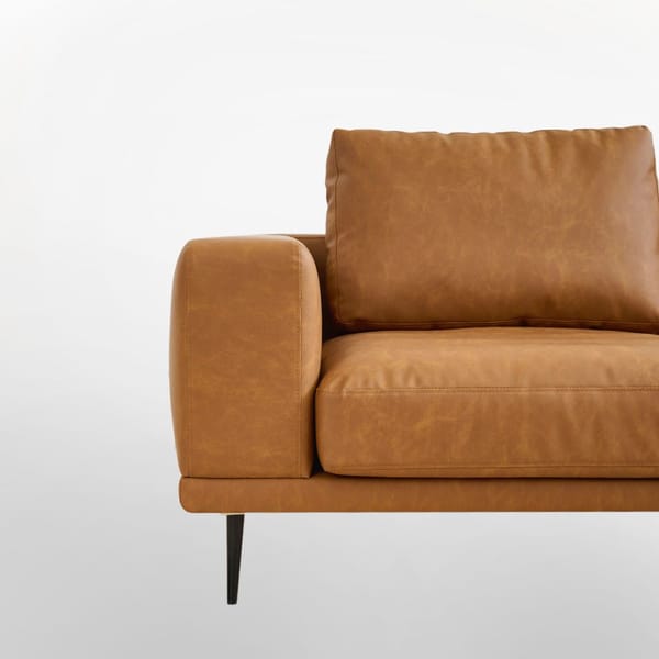 Loft  Modern Deep-Seated Sofa, Two-Seater, Faux Leather, Brown - Brown Pu Leather