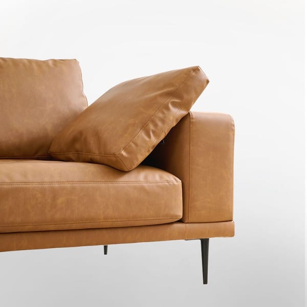 Loft  Modern Deep-Seated Sofa, Two-Seater, Faux Leather, Brown - Brown Pu Leather