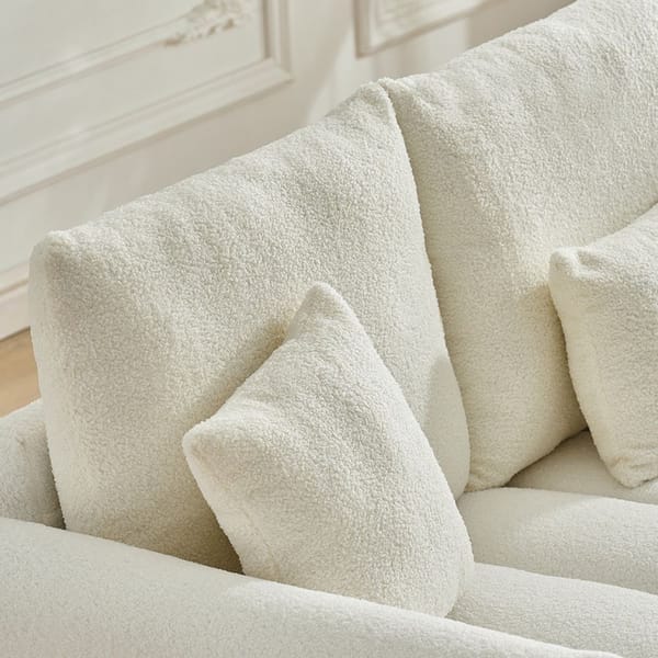 Loft 92-Inch High-Quality Teddy Fur Fabric Corner Sofa - Black