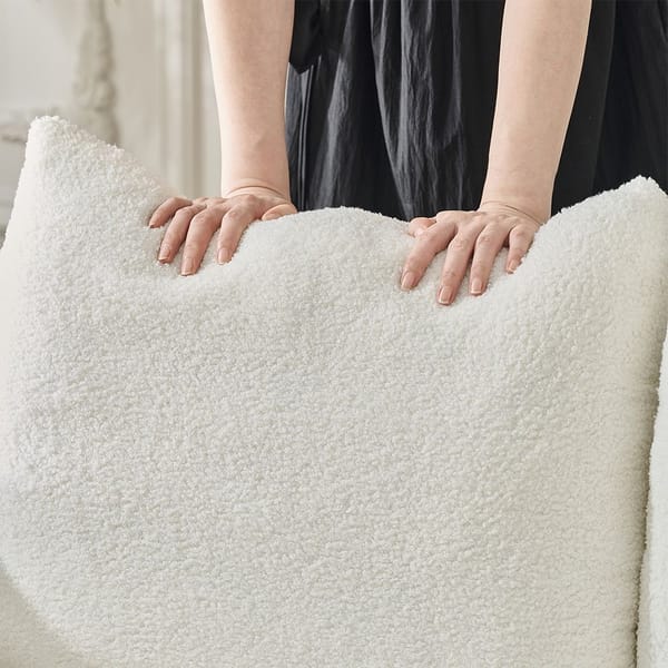 Loft 92-Inch High-Quality Teddy Fur Fabric Corner Sofa - Black