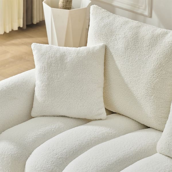 Loft 92-Inch High-Quality Teddy Fur Fabric Corner Sofa - Black