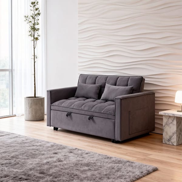 Loft Fashionable Modern And Multi-Functional Foldable Velvet Sofa Bed - Green