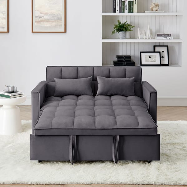 Loft Fashionable Modern And Multi-Functional Foldable Velvet Sofa Bed - Green
