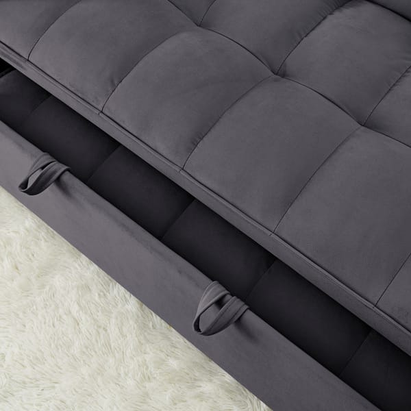Loft Fashionable Modern And Multi-Functional Foldable Velvet Sofa Bed - Green
