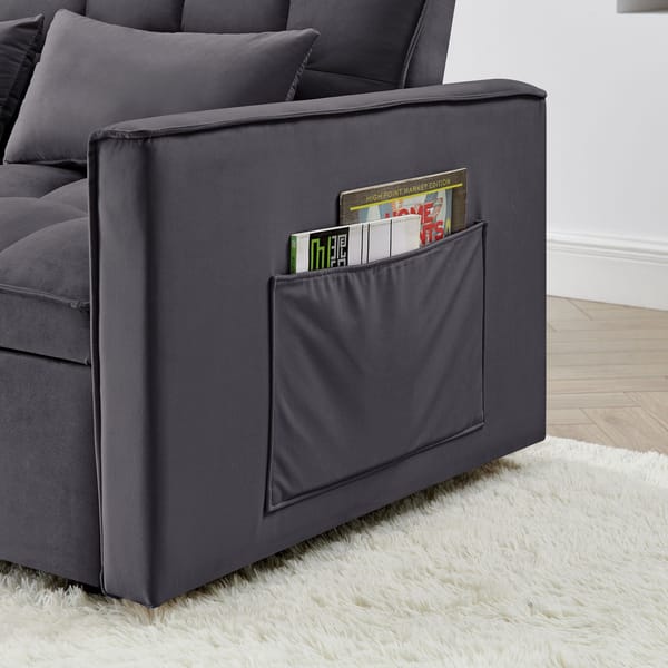 Loft Fashionable Modern And Multi-Functional Foldable Velvet Sofa Bed - Green