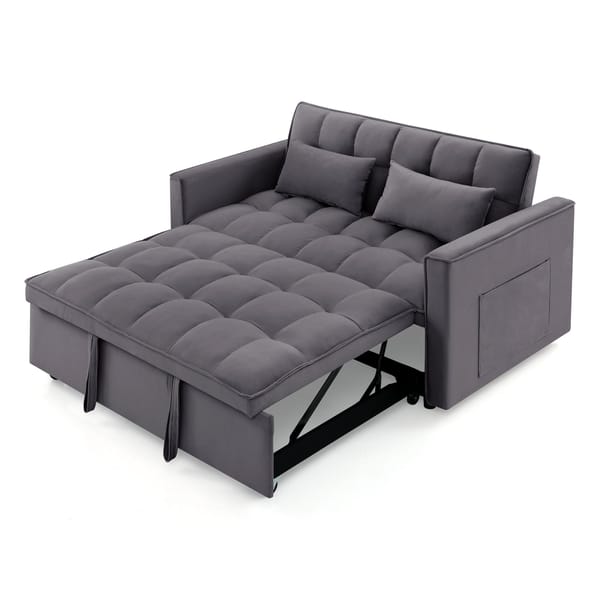 Loft Fashionable Modern And Multi-Functional Foldable Velvet Sofa Bed - Green