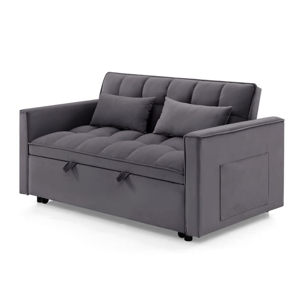 Loft Fashionable Modern And Multi-Functional Foldable Velvet Sofa Bed - Green