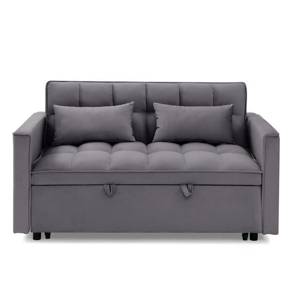 Loft Fashionable Modern And Multi-Functional Foldable Velvet Sofa Bed - Green