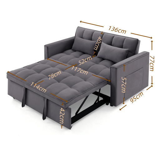 Loft Fashionable Modern And Multi-Functional Foldable Velvet Sofa Bed - Green