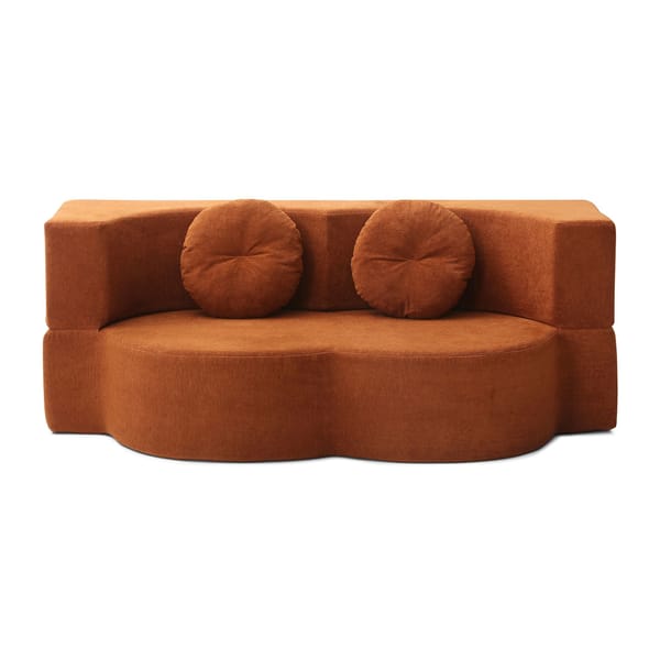 Loft Convertible Folding Sofa Bed / Plush Corduroy Loveseat Couch - Orange