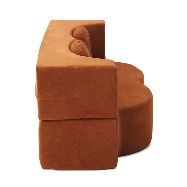Loft Convertible Folding Sofa Bed / Plush Corduroy Loveseat Couch - Orange
