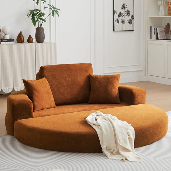 Loft Multifunctional Round Convertible Sofa Bed(Compressed Packaging) - Orange
