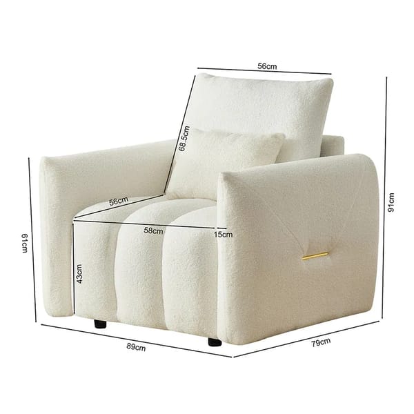 Loft 35 "Teddy Fabric Sofa, Modern Lounge Chair, Upholstered With A Pillow