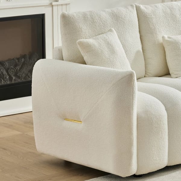 Loft 35 "Teddy Fabric Sofa, Modern Lounge Chair, Upholstered With A Pillow
