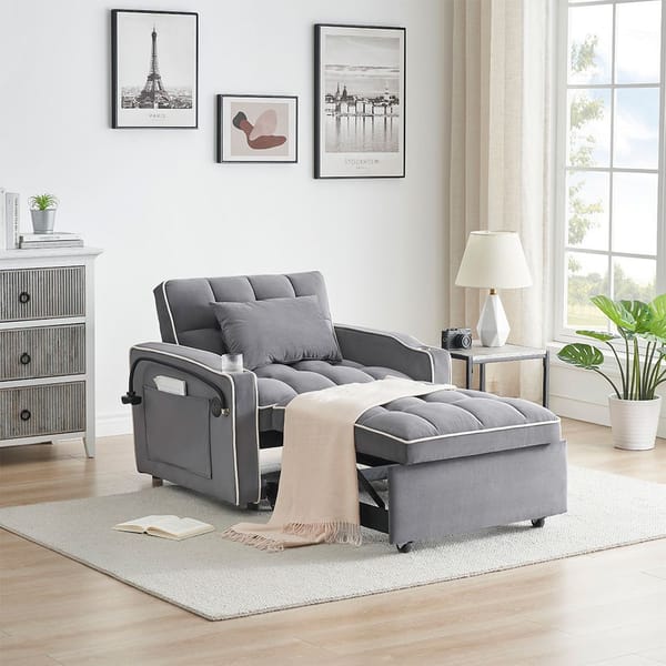 Loft Single-Seater Sofa Bed, Equipped With Usb Ports And A Phone Holder - Grey