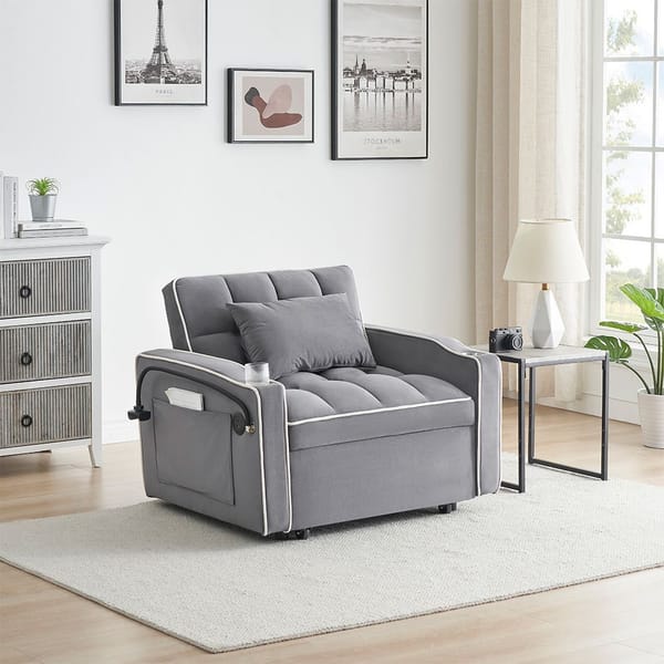 Loft Single-Seater Sofa Bed, Equipped With Usb Ports And A Phone Holder - Grey