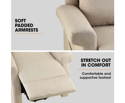 FORTIA Electric Recliner Lift Heat Chair for Elderly, Massage, Heat Therapy, Aged Care, Beige FORTIA