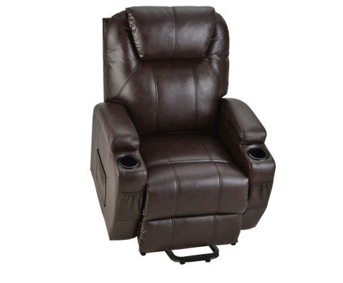 FORTIA Electric Massage Lift Recliner Chair Faux Leather 8 Point Massage Heating, Dark Crimson FORTIA