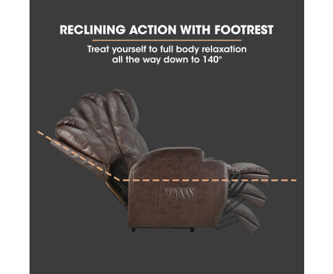 FORTIA Electric Massage Lift Recliner Chair Faux Leather 8 Point Massage Heating, Dark Crimson FORTIA