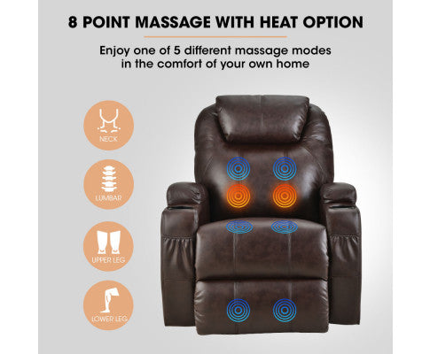 FORTIA Electric Massage Lift Recliner Chair Faux Leather 8 Point Massage Heating, Dark Crimson FORTIA