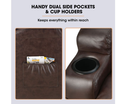 FORTIA Electric Massage Lift Recliner Chair Faux Leather 8 Point Massage Heating, Dark Crimson FORTIA