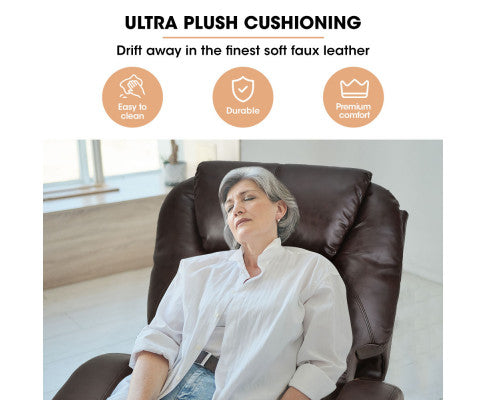 FORTIA Electric Massage Lift Recliner Chair Faux Leather 8 Point Massage Heating, Dark Crimson FORTIA