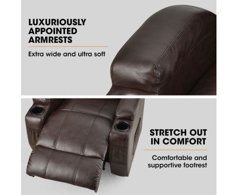 FORTIA Electric Massage Lift Recliner Chair Faux Leather 8 Point Massage Heating, Dark Crimson FORTIA