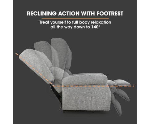 FORTIA Electric Recliner Lift Heat Chair for Elderly, Massage, Heat Therapy, Aged Care, Grey FORTIA