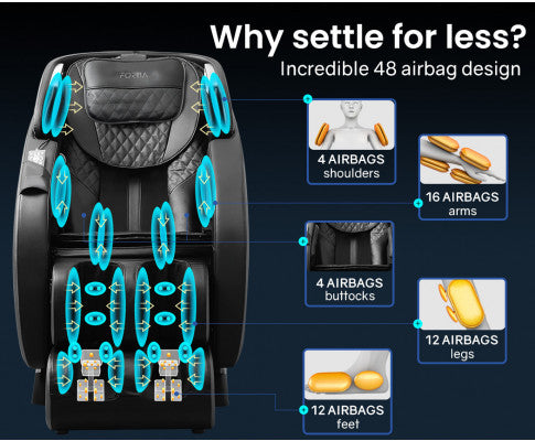 FORTIA Electric Full Body Massage Chair Zero Gravity Recliner Heat Massager Shiatsu Kneading FORTIA