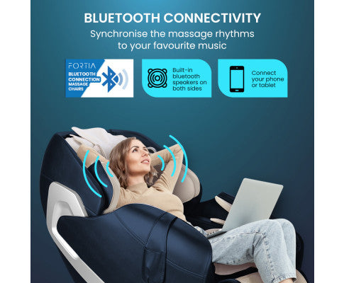 FORTIA Cloud 9 MkII Electric Massage Chair Full Body Zero Gravity with Heat and Bluetooth Navy Blue/Cream FORTIA