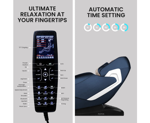 FORTIA Cloud 9 MkII Electric Massage Chair Full Body Zero Gravity with Heat and Bluetooth Navy Blue/Cream FORTIA