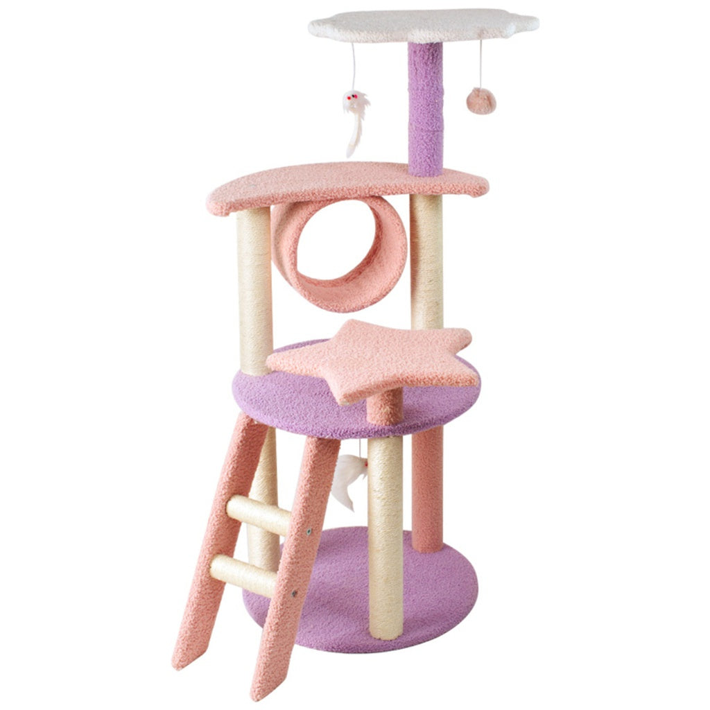 Floofi 101cm Galaxy Plush Cat Condo Cat Tree Pink Purple Big Bedding Australia