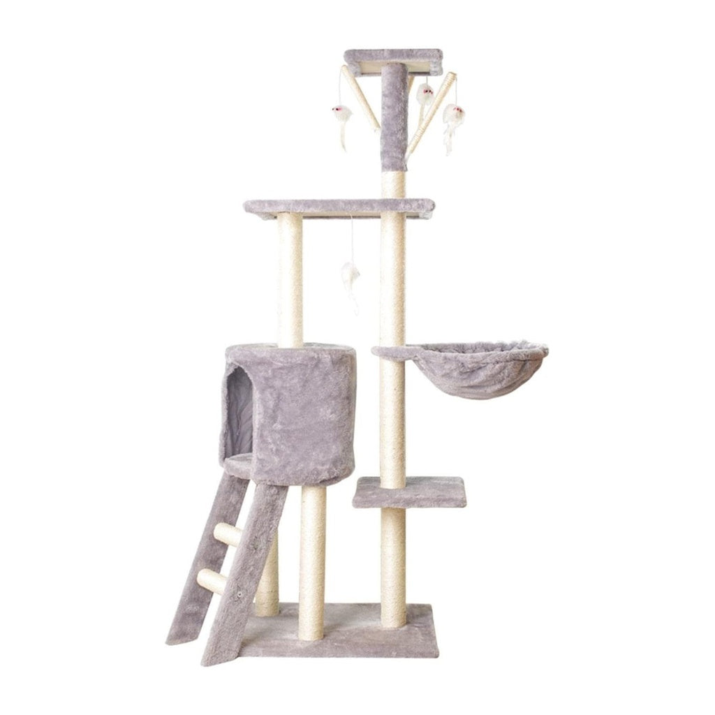 Floofi 138cm 5 Layer Plush Cat Condo Cat Tree Light Grey Big Bedding Australia
