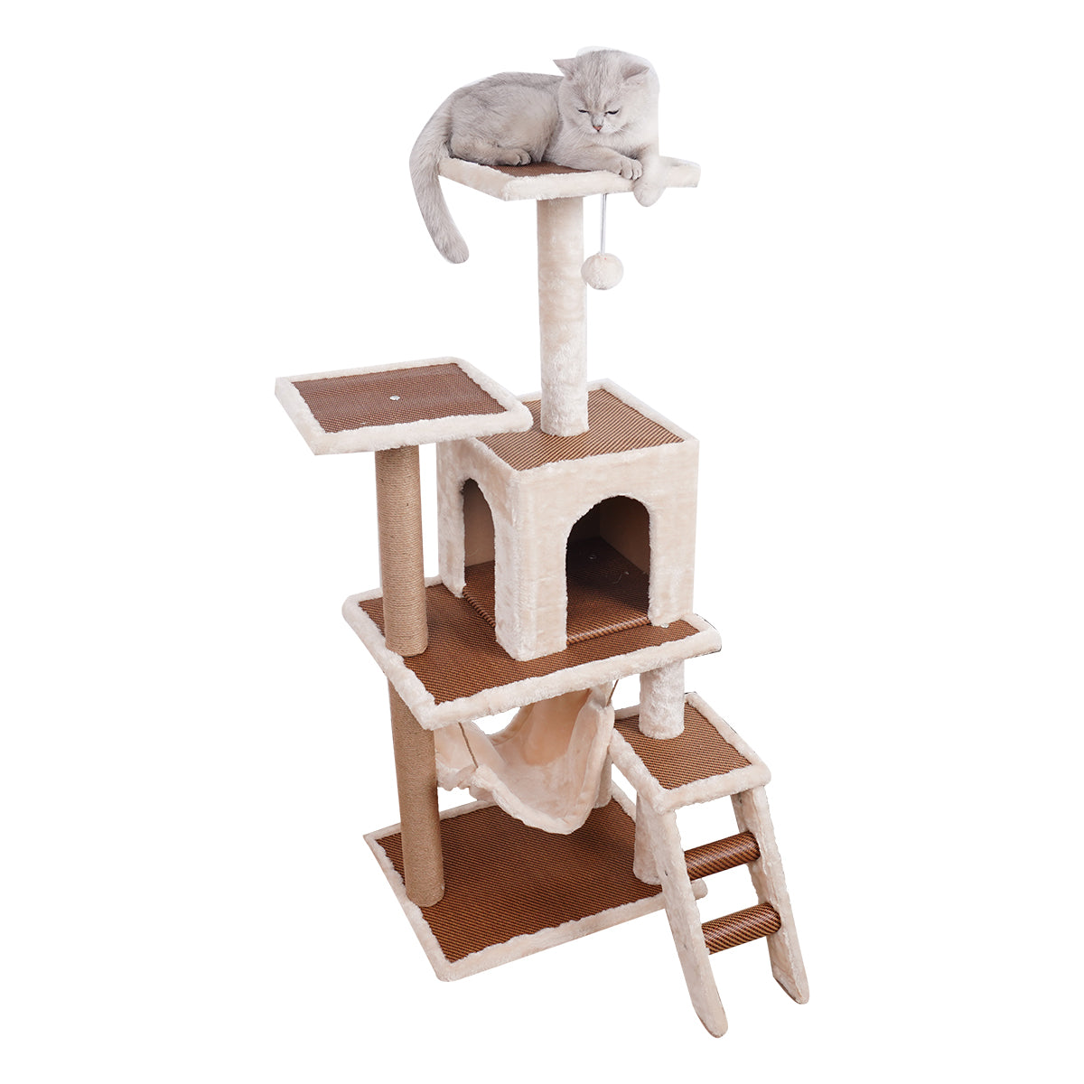 Furtastic 125cm Cat Tree Scratching Post - Beige Big Bedding Australia