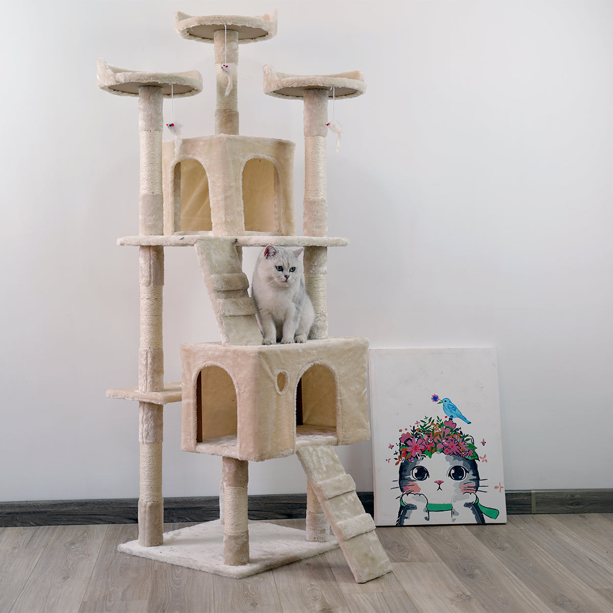 Furtastic 170cm Cat Tree Scratching Post - Beige Big Bedding Australia