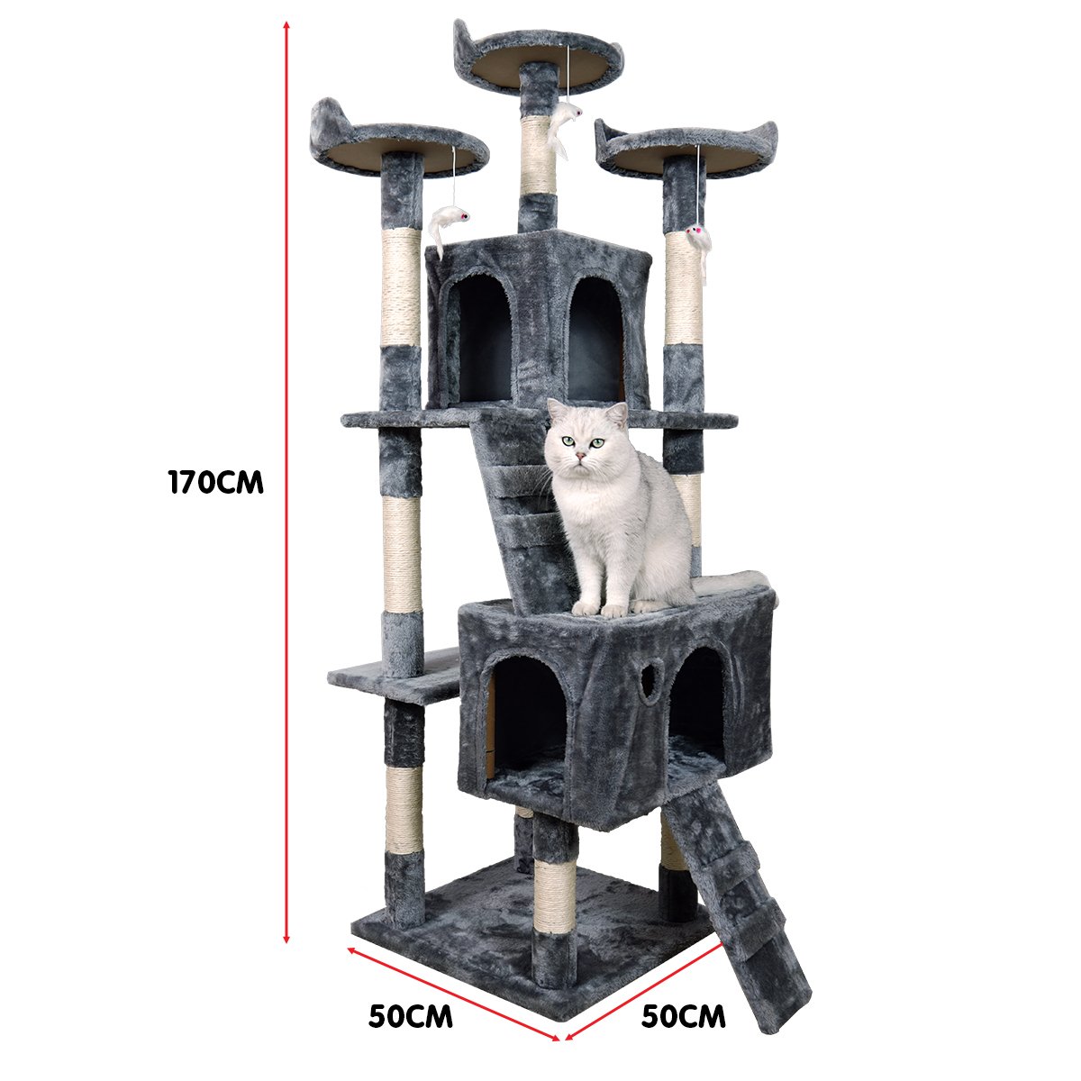 Furtastic 170cm Cat Tree Scratching Post - Dark Grey Big Bedding Australia