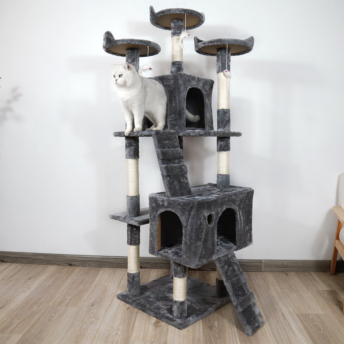 Furtastic 170cm Cat Tree Scratching Post - Dark Grey Big Bedding Australia