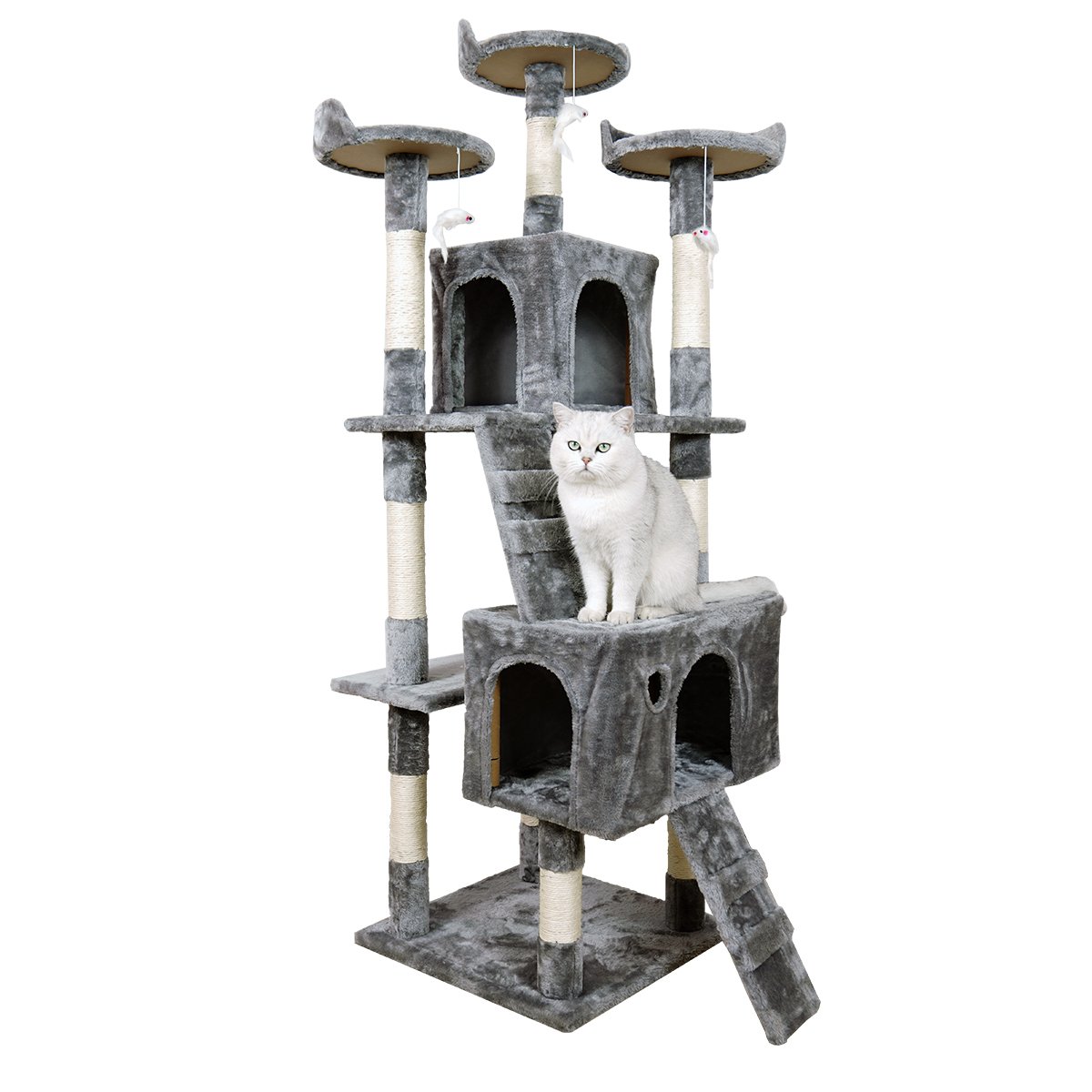 Furtastic 170cm Cat Tree Scratching Post - Silver Grey Big Bedding Australia