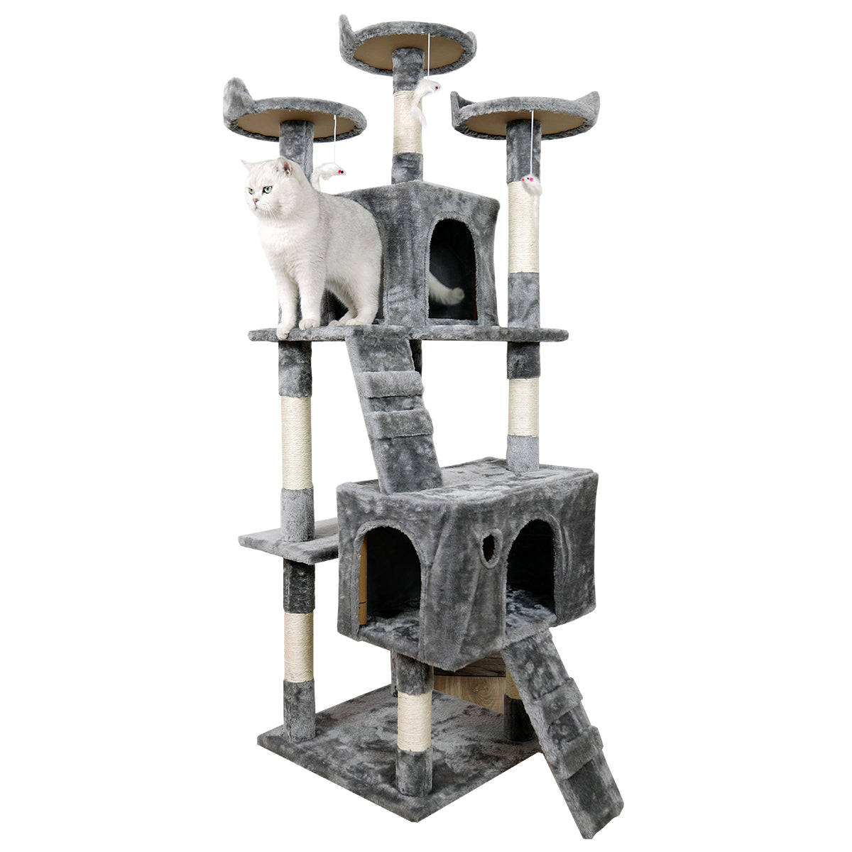 Furtastic 170cm Cat Tree Scratching Post - Silver Grey Big Bedding Australia
